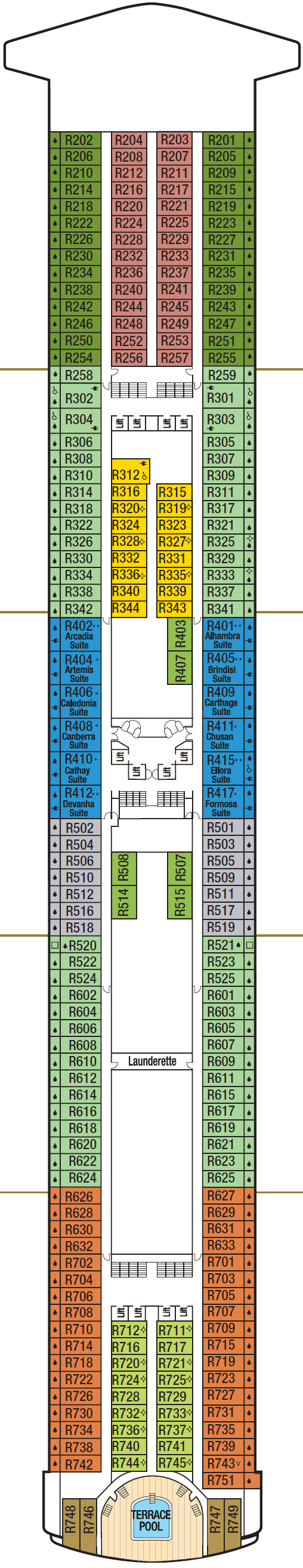 Deck plan for Deck 14 - Riviera