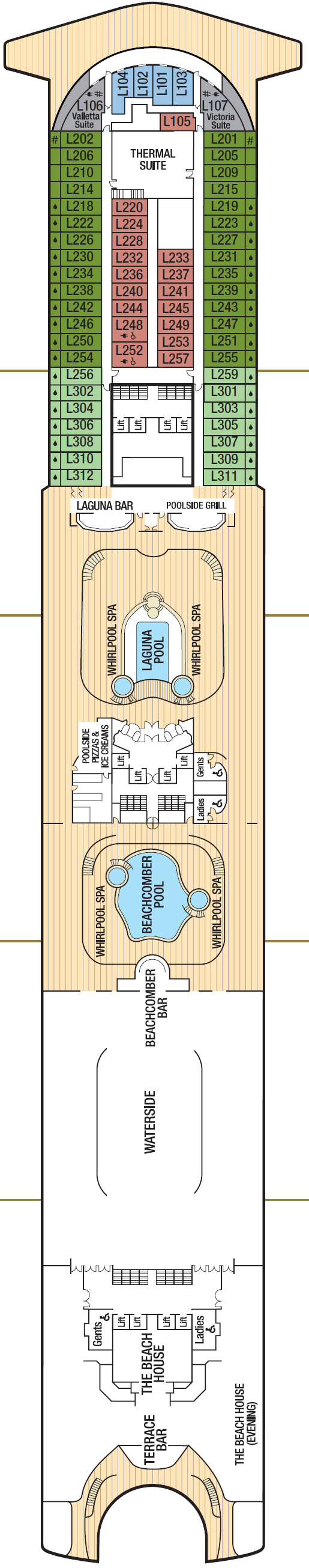 Deck plan for Deck 15 - Lido