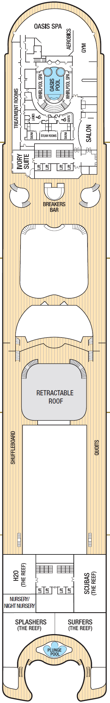 Deck plan for Deck 16 - Sun