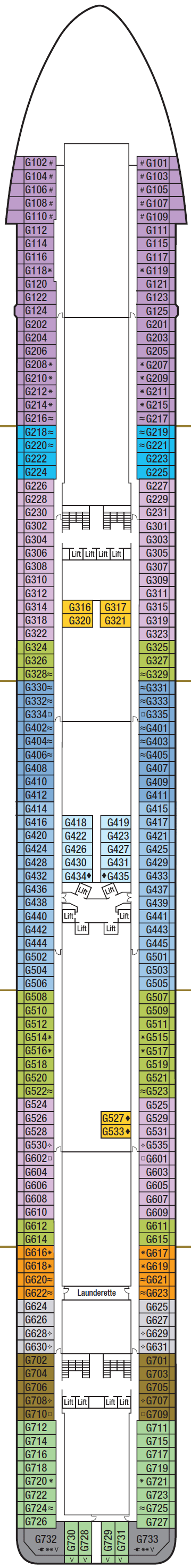 Deck plan for Deck 8 - G