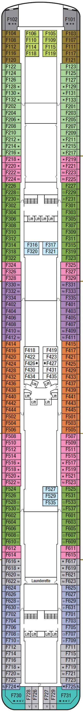 Deck plan for Deck 9 - F