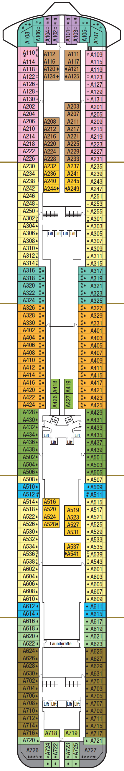 Deck plan for Deck 15 - A