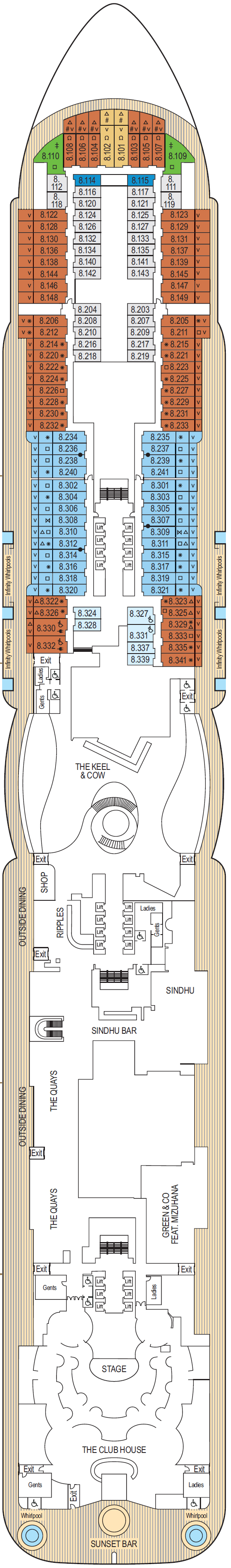 Deck plan for Deck 8 - Promenade 