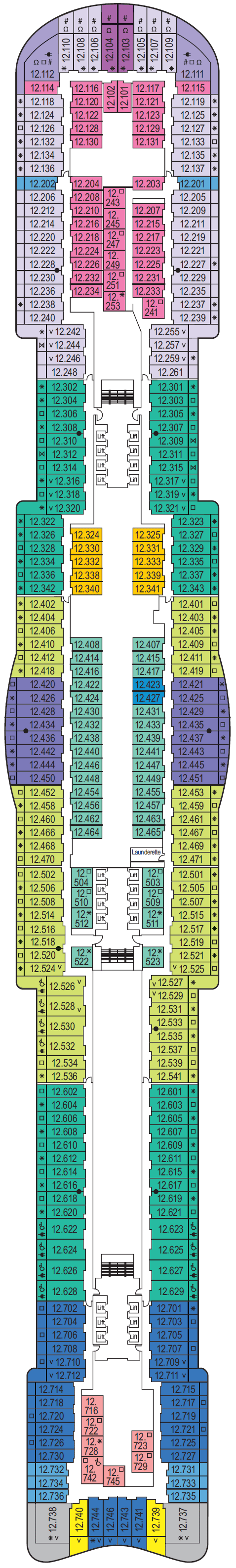 Deck plan for Deck 12