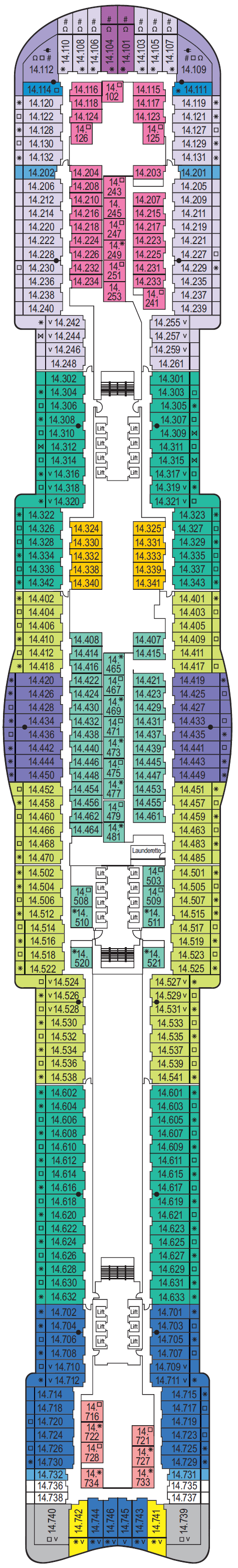 Deck plan for Deck 14
