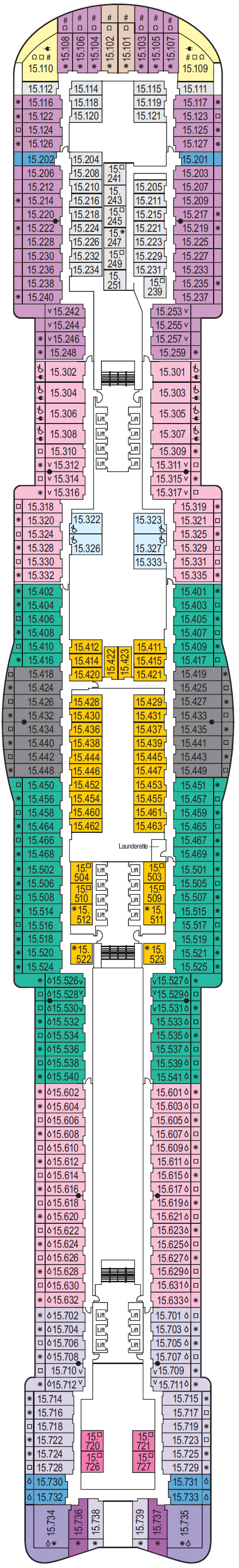 Deck plan for Deck 15