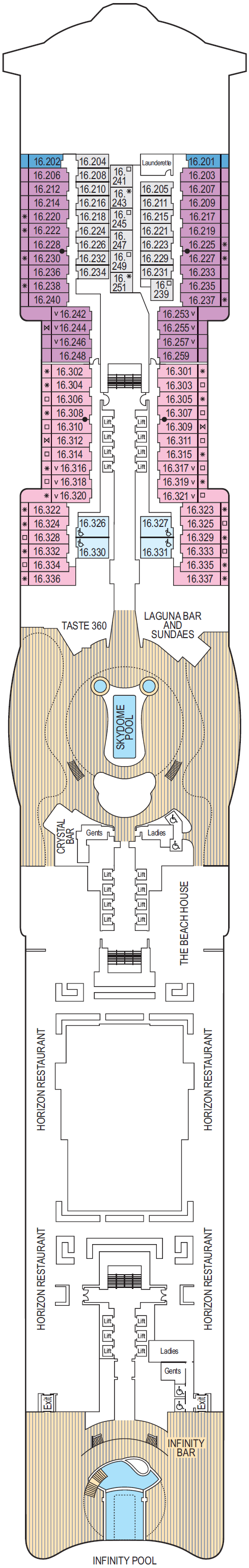 Deck plan for Deck 16 - Lido 