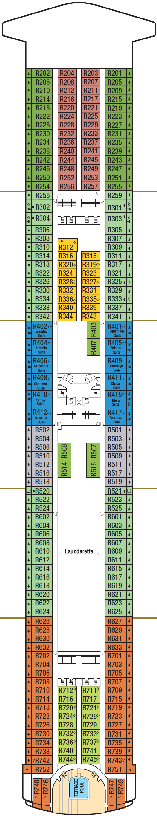 Deck plan for Deck 14 - Riviera