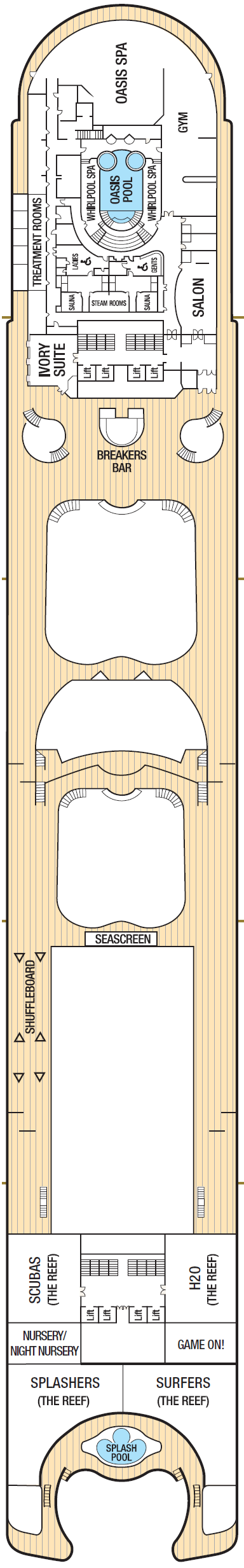 Deck plan for Deck 16 - Aqua