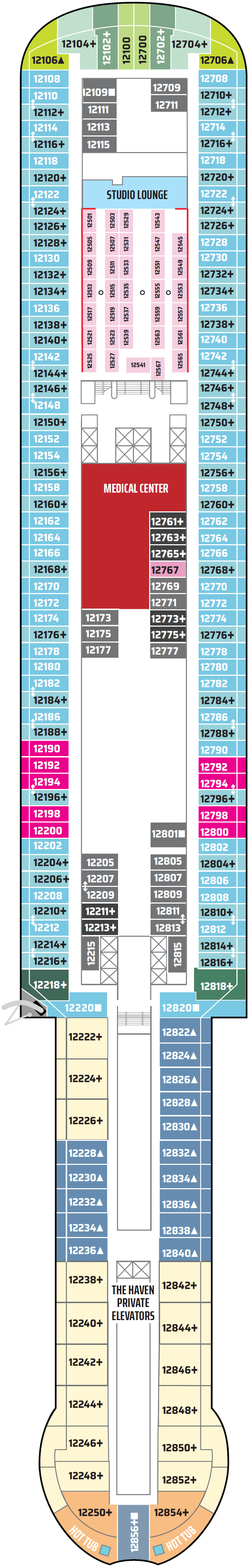 Deck plan for Deck 12