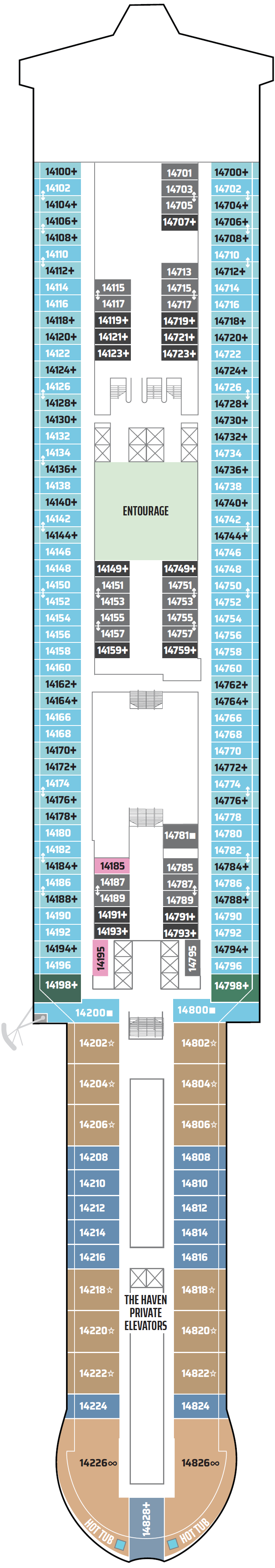Deck plan for Deck 14