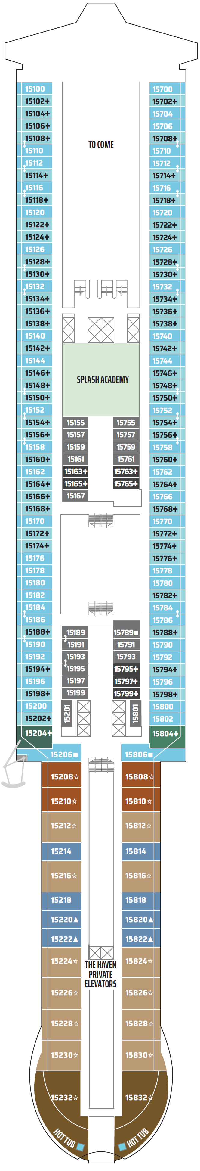 Deck plan for Deck 15
