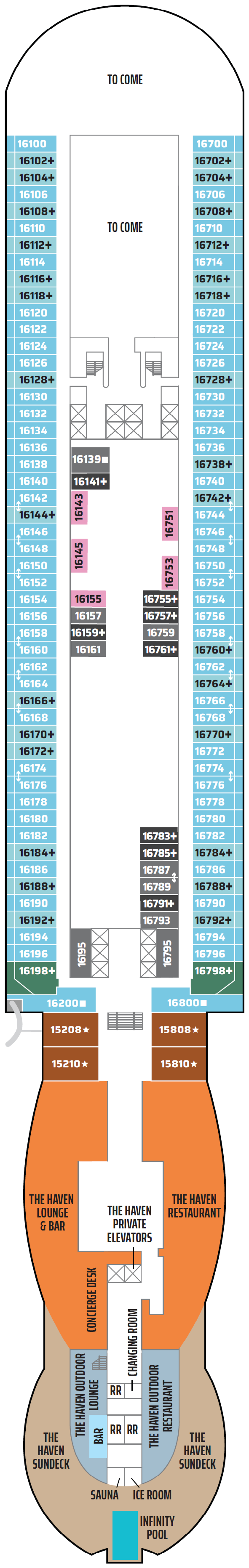 Deck plan for Deck 16