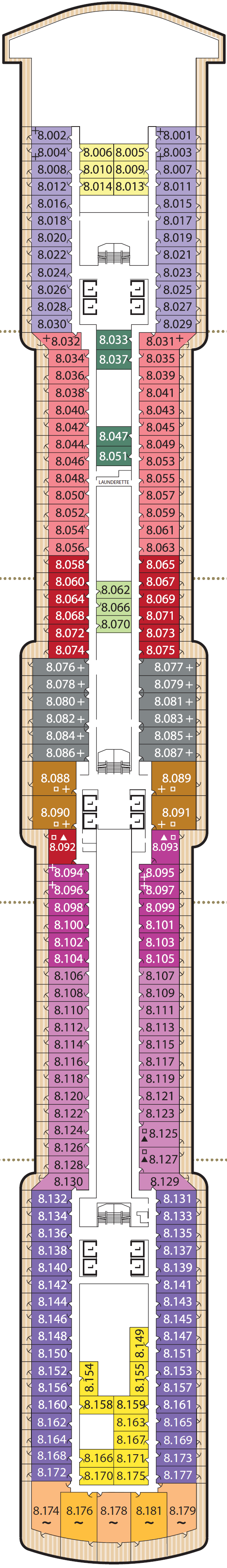 Deck plan for Deck 8