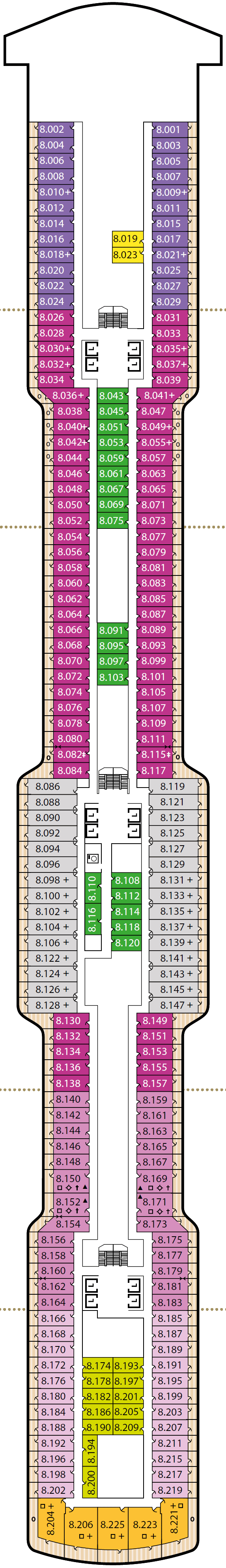 Deck plan for Deck 8