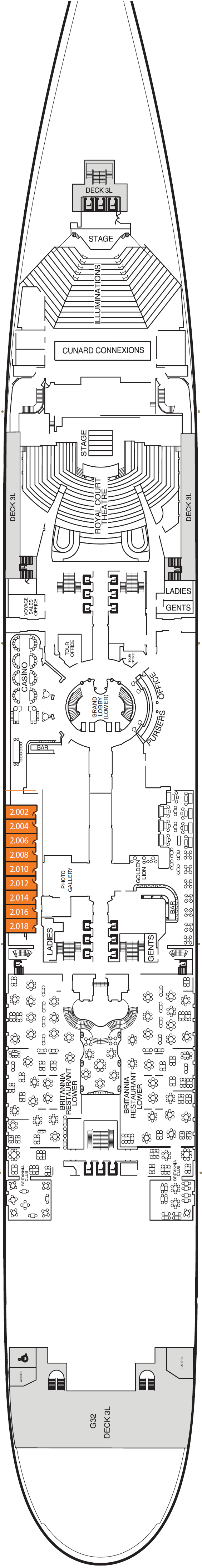 Deck plan for Deck 2