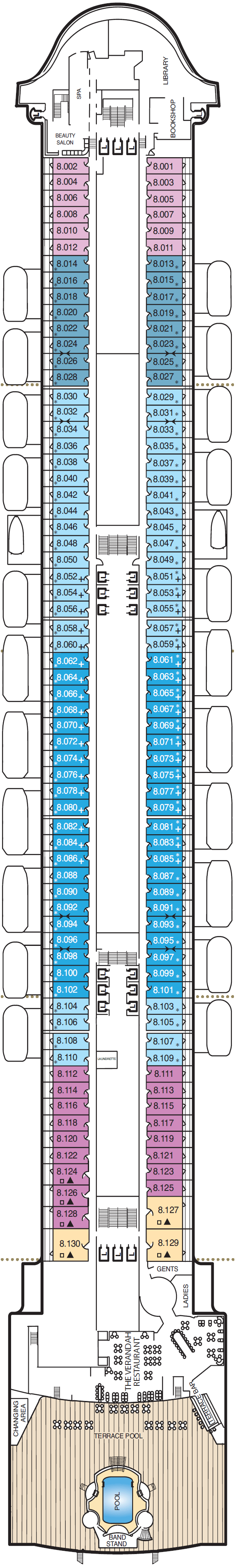 Deck plan for Deck 8