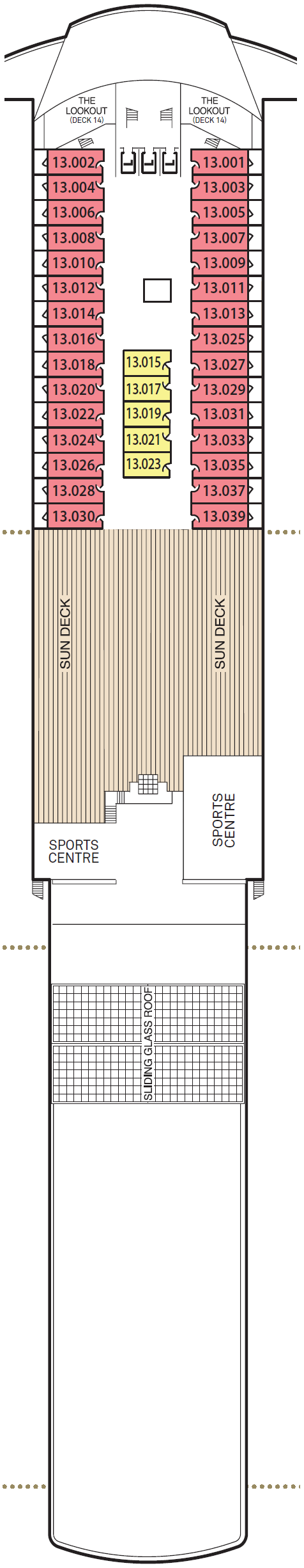 Deck plan for Deck 13