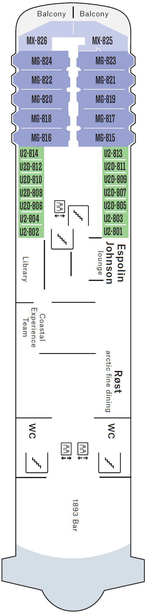 Deck plan for Deck 8
