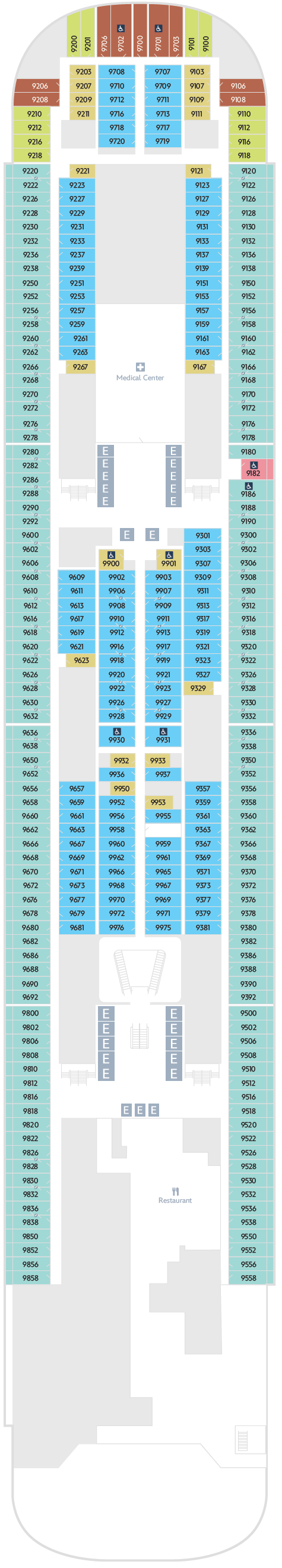 Deck plan for Deck 9