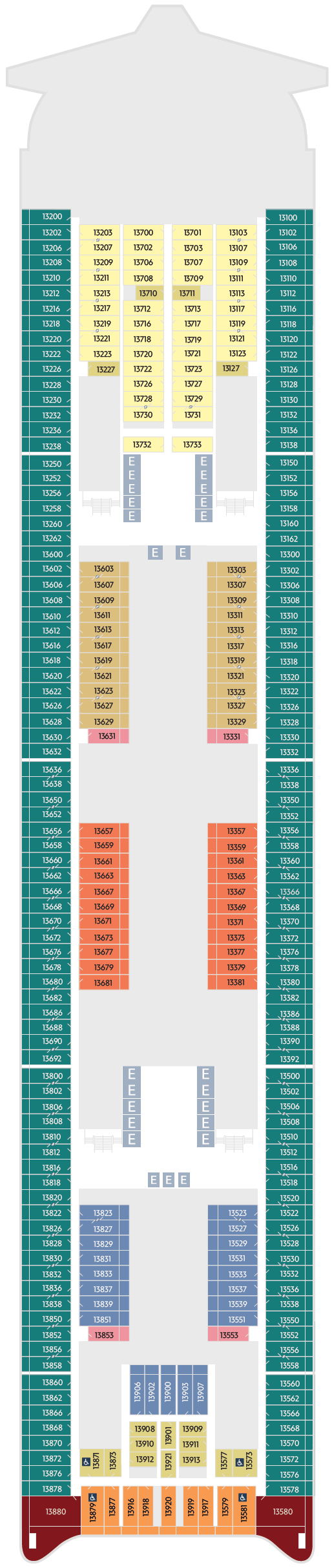 Deck plan for Deck 13