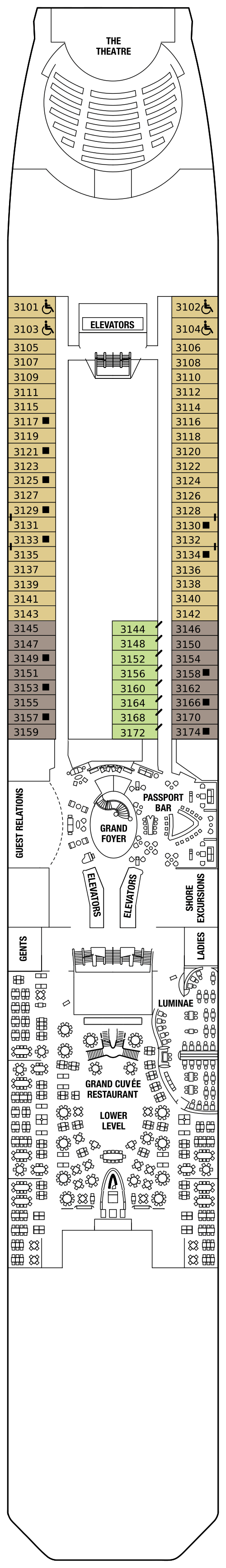 Deck plan for PLAZA DECK 3