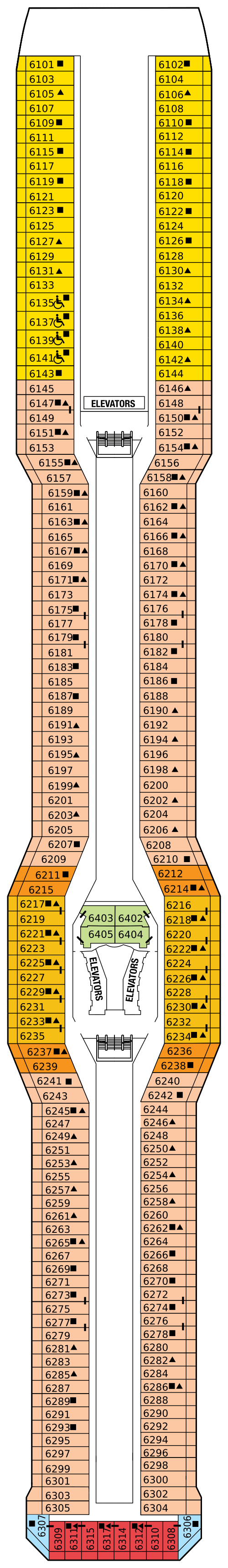 Deck plan for CONTINENTAL DECK 6