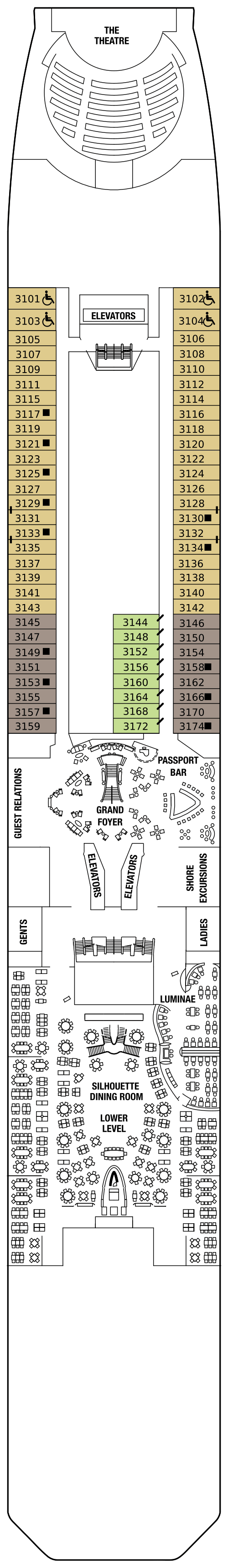 Deck plan for PLAZA DECK 3