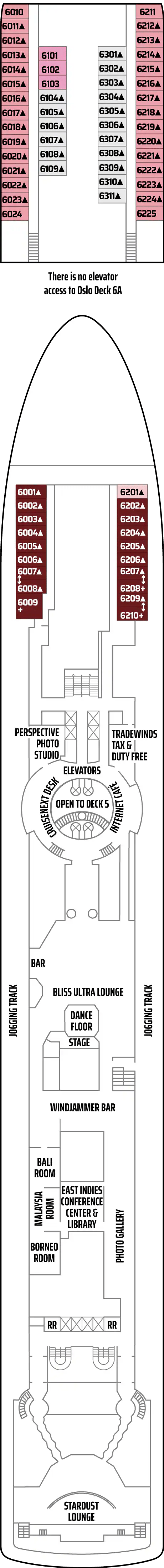 Deck plan for Deck 6