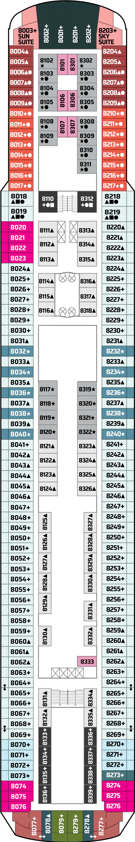 Deck plan for Deck 8