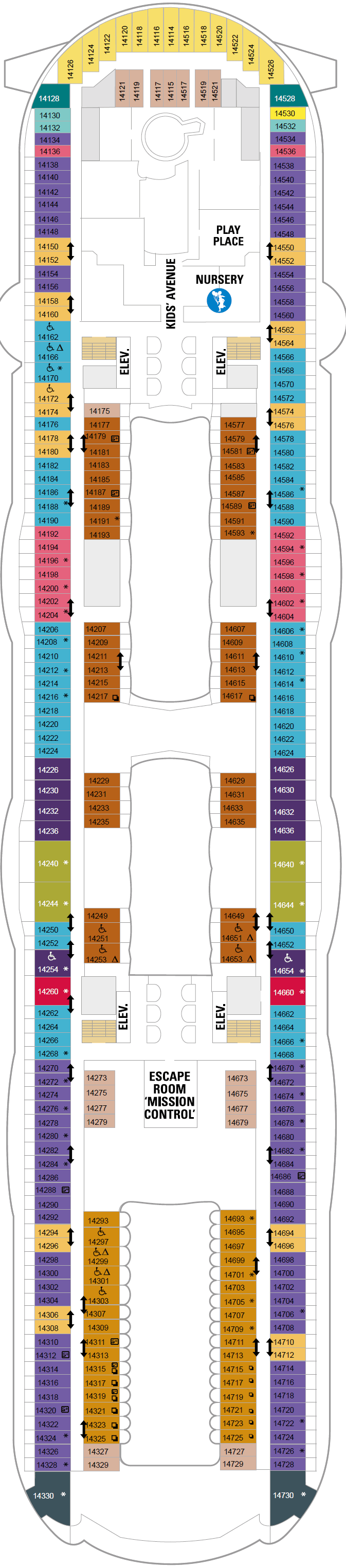 Deck plan for Deck 14