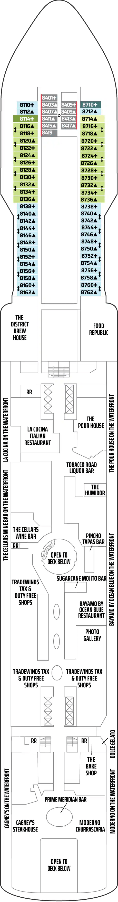 Deck plan for Deck 8