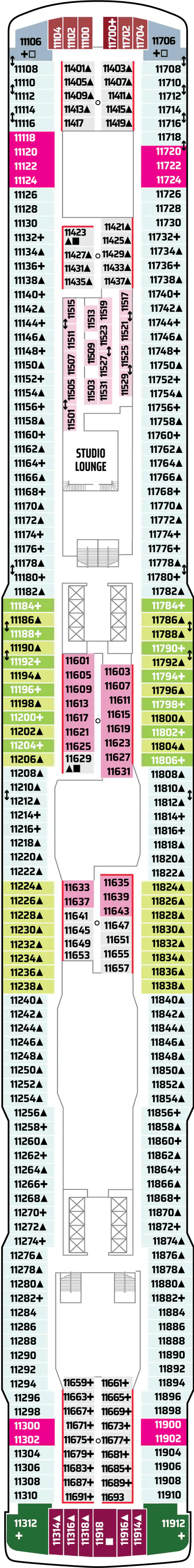 Deck plan for Deck 11