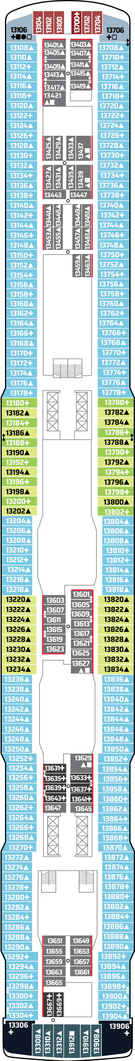 Deck plan for Deck 13