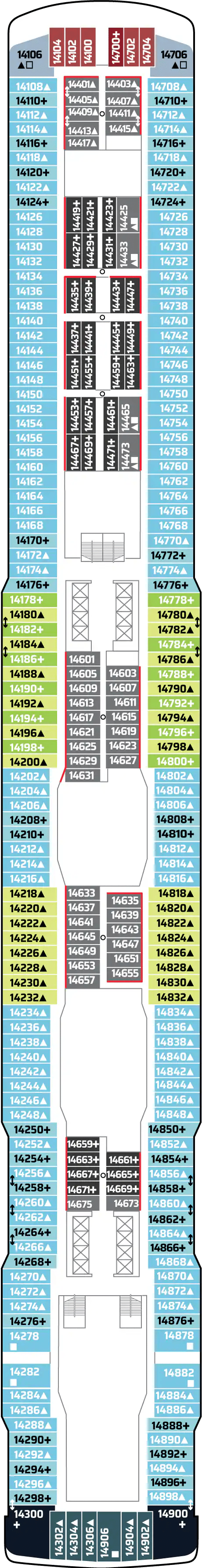 Deck plan for Deck 14