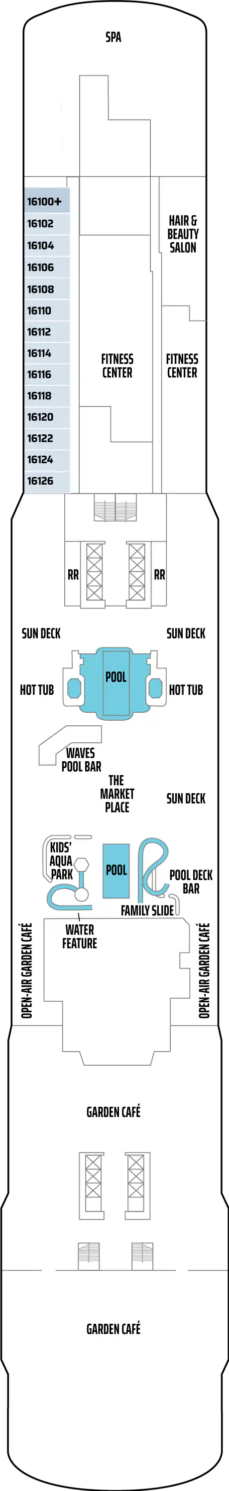 Deck plan for Deck 16