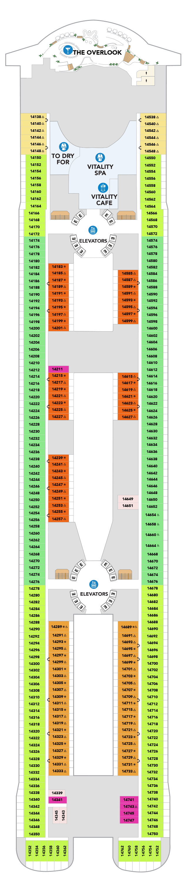 Deck plan for Deck 14