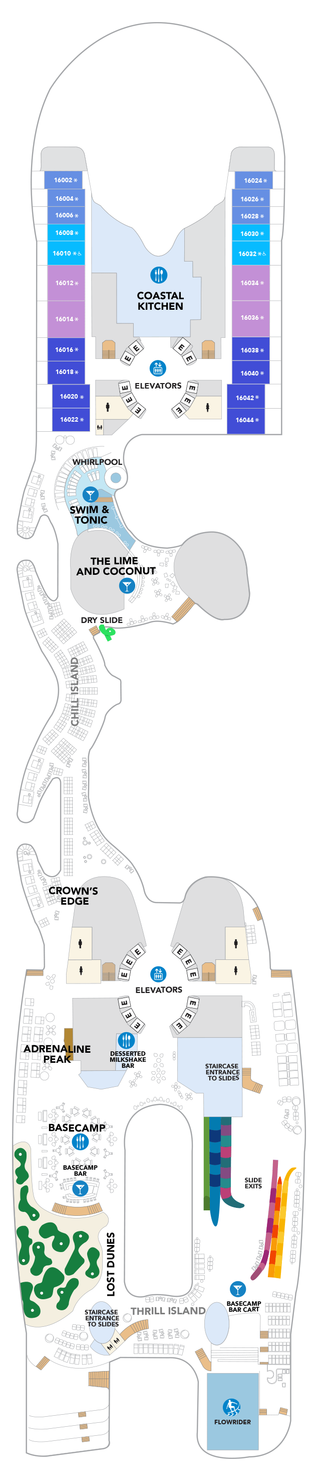 Deck plan for Deck 16