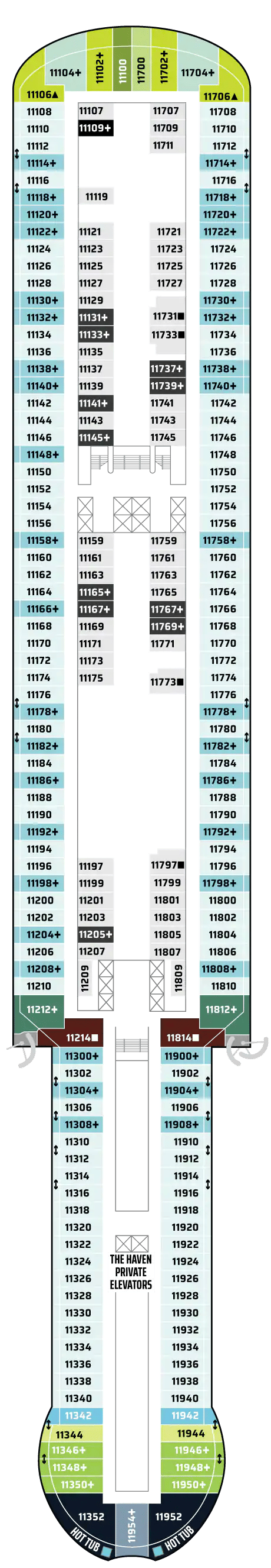 Deck plan for Deck 11