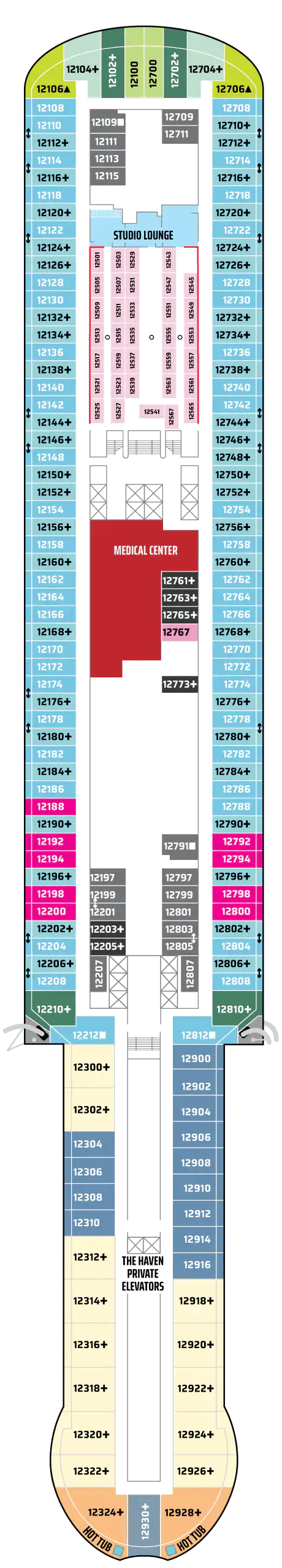 Deck plan for Deck 12