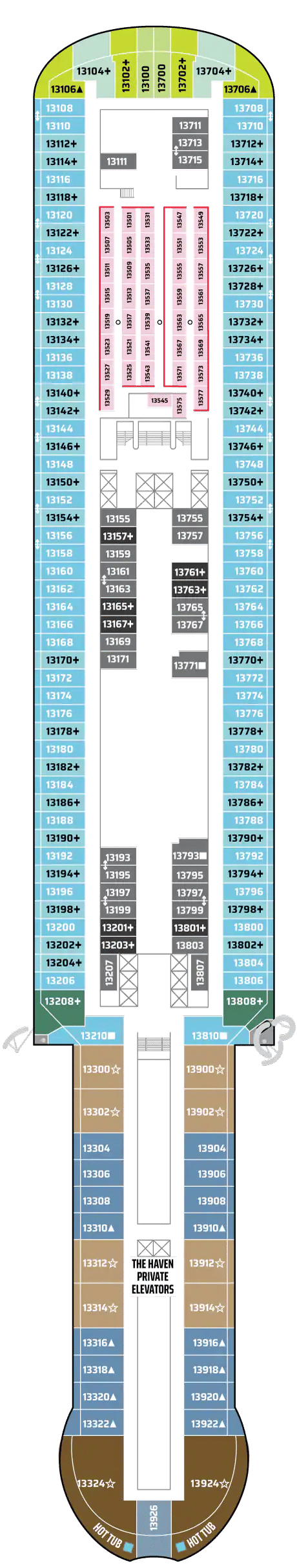 Deck plan for Deck 13