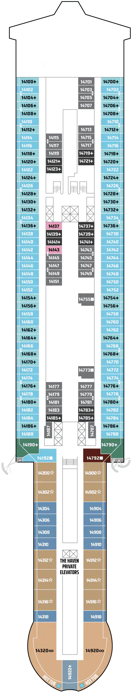 Deck plan for Deck 14