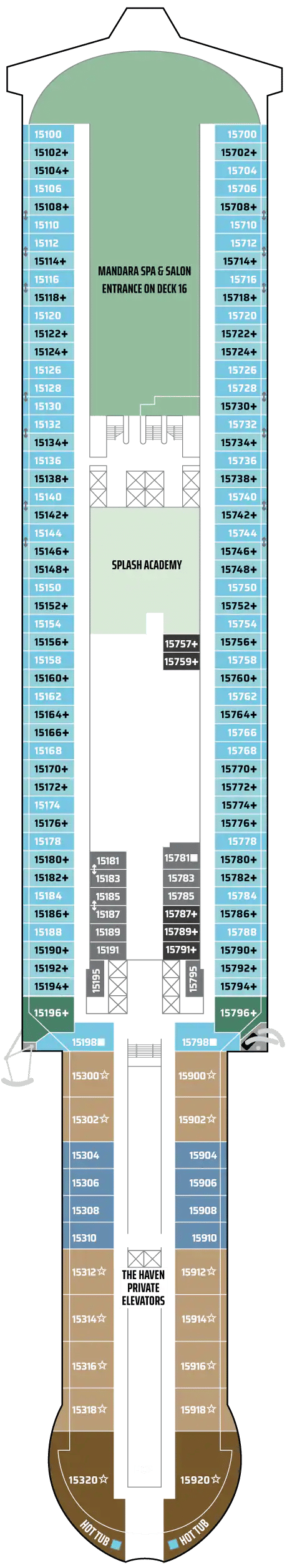 Deck plan for Deck 15