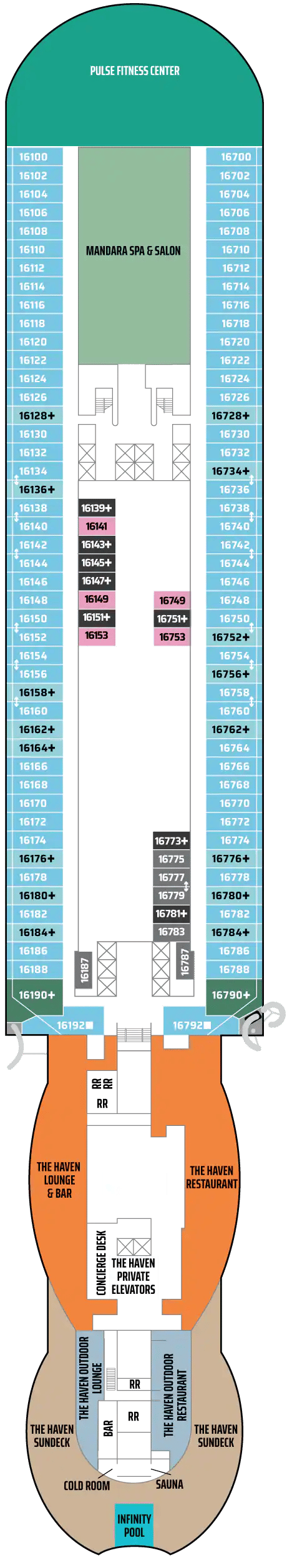 Deck plan for Deck 16