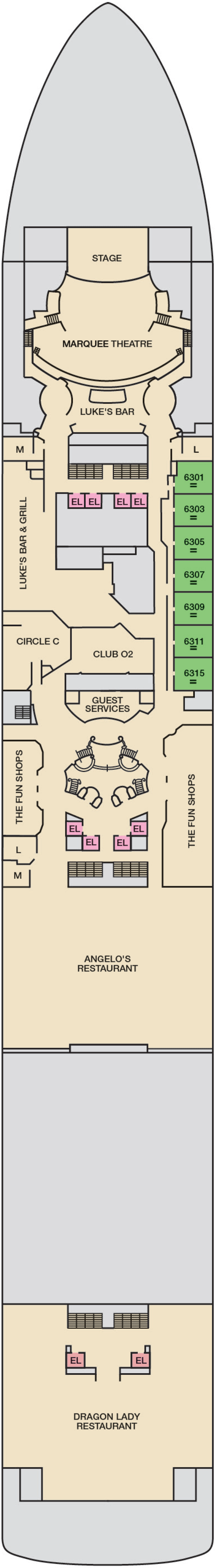 Deck plan for Deck 6