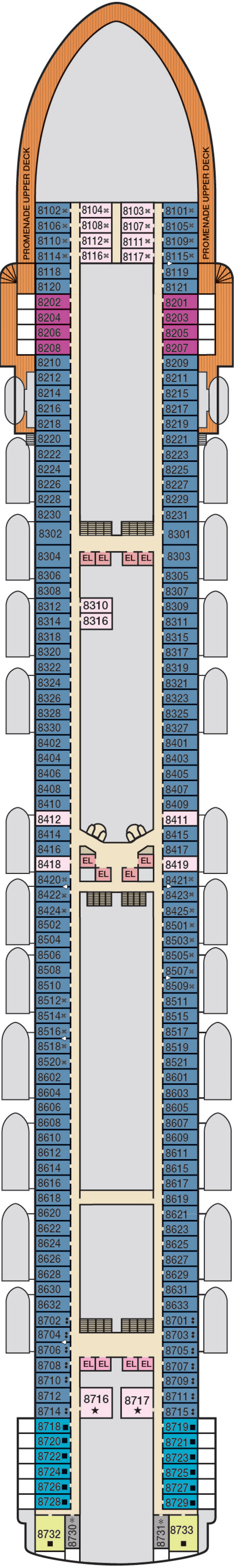 Deck plan for Deck 8-Verandah