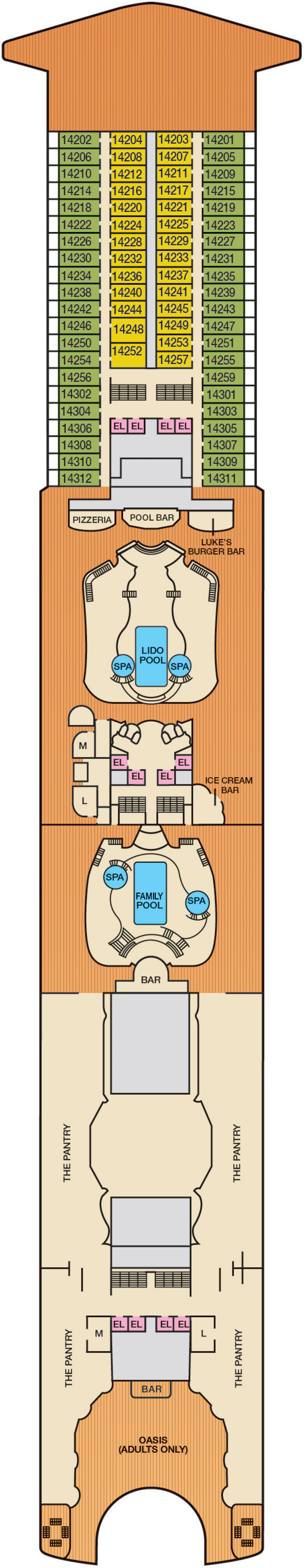 Deck plan for Deck 14
