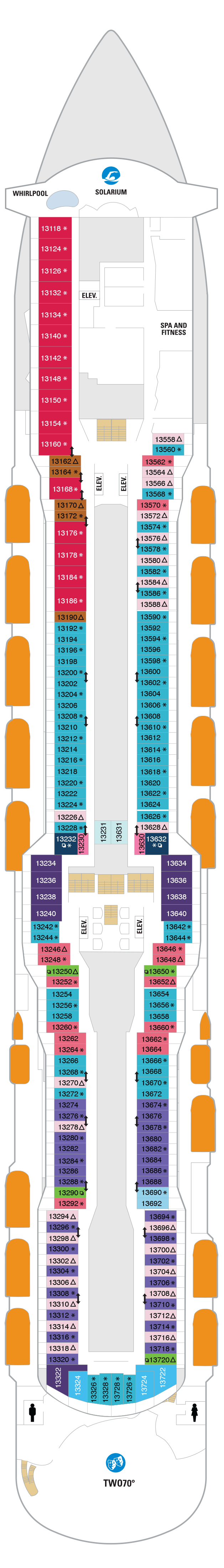 Deck plan for Deck 13