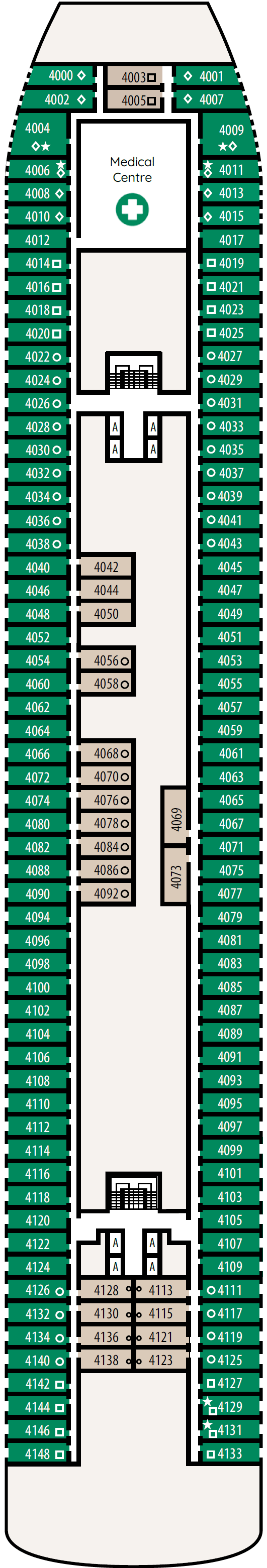 Deck plan for Deck 4 - La Reunion