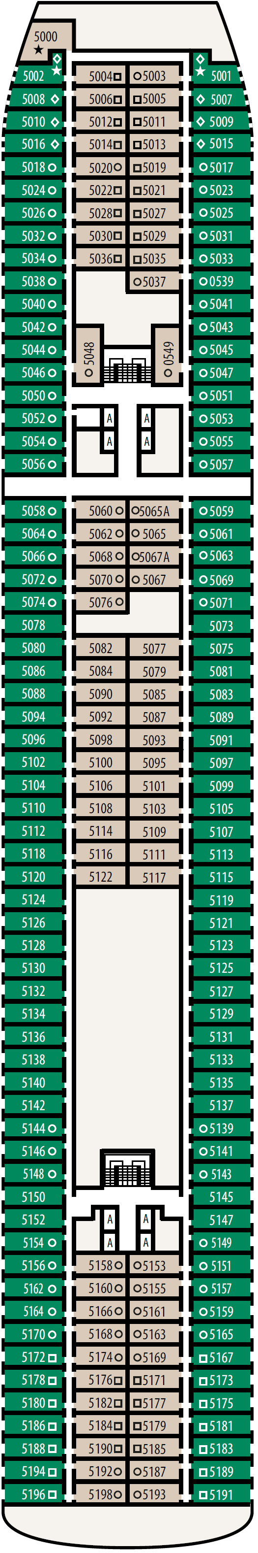 Deck plan for Deck 5 - Marie Galante